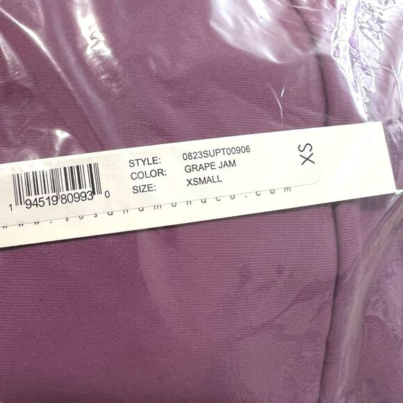 NEW Susana Monaco Square Neck Gathered Sleeve Long Sleeve Top Grape Jam XS - Picture 4 of 7